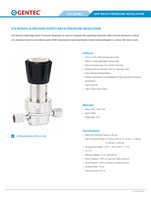 U74 Series UHP Back Pressure Regulator