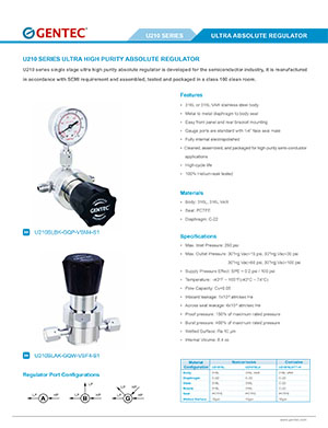 U210 Series UHP Absolute Regulator