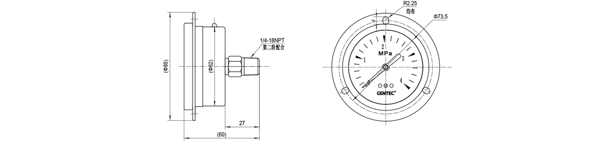 GENTEC 捷锐 GR2503 系列耐震压力表