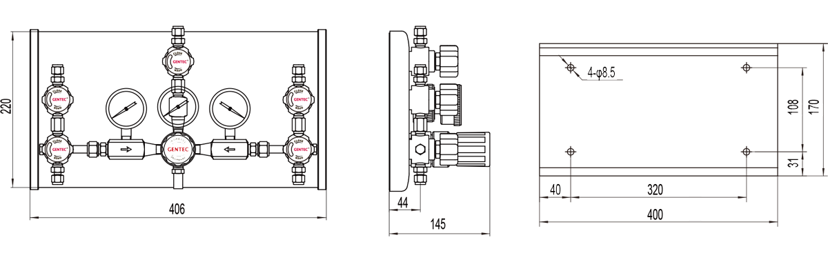 GENTEC P3300 series Dual-Bank Specialty Gas Control Panels