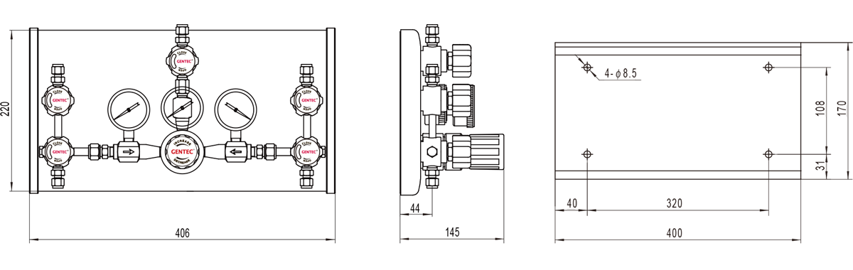 GENTEC P3300 series Dual-Bank Specialty Gas Control Panels