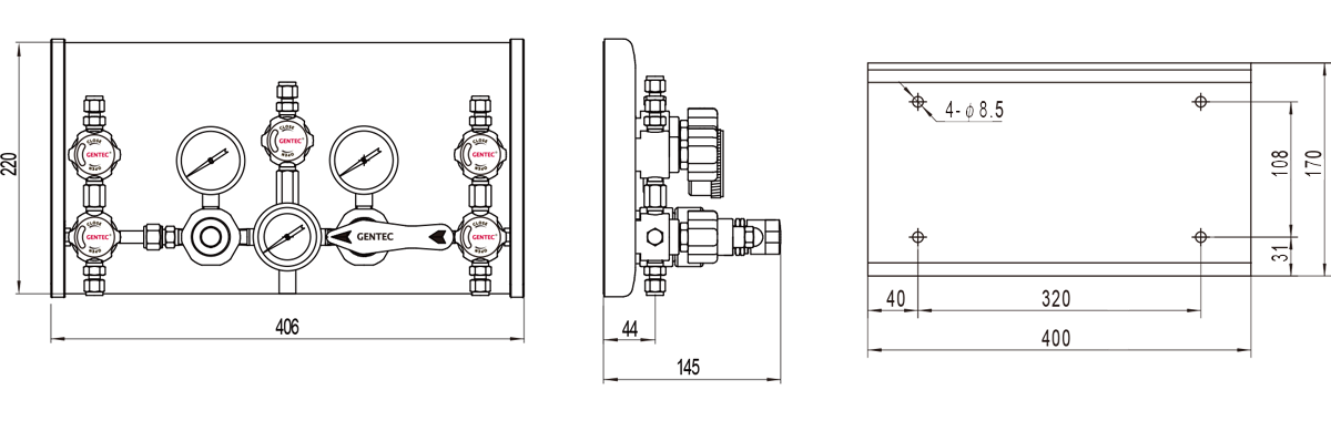 GENTEC P3400 series Semi-Automatic Specialty Gas Control Panels