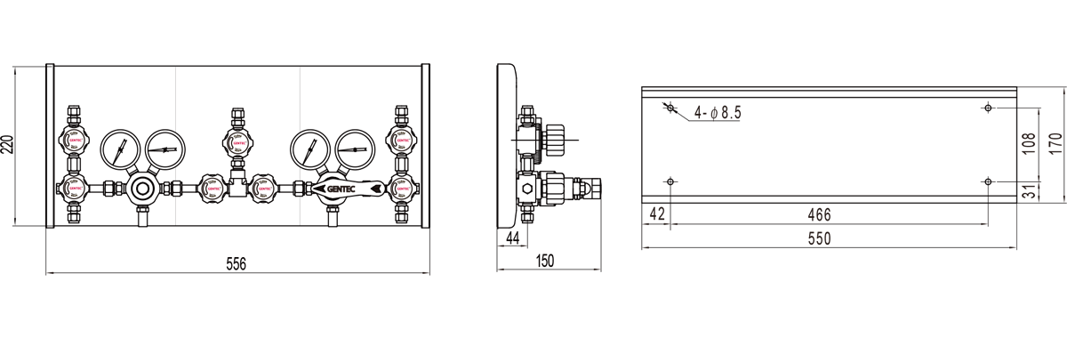 GENTEC P3500 series Semi-Automatic In-Line Repair Specialty Gas Control Panels