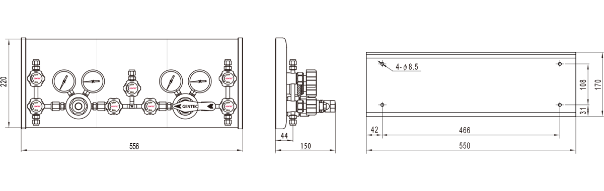 GENTEC P3500 series Semi-Automatic In-Line Repair Specialty Gas Control Panels