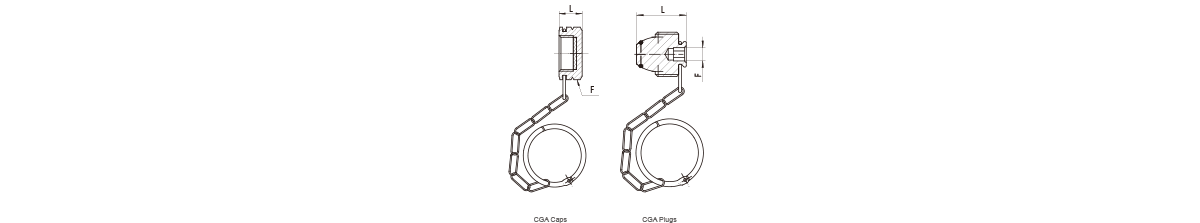 HP CGA Caps & Plugs Dimensional drawings